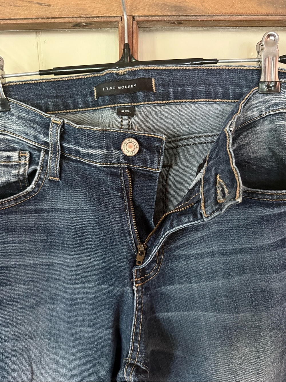 Flying Monkey Low Rise Skinny Blue Jeans Size 30 Made in USA Y2K Stretch Denim - Picture 11 of 15